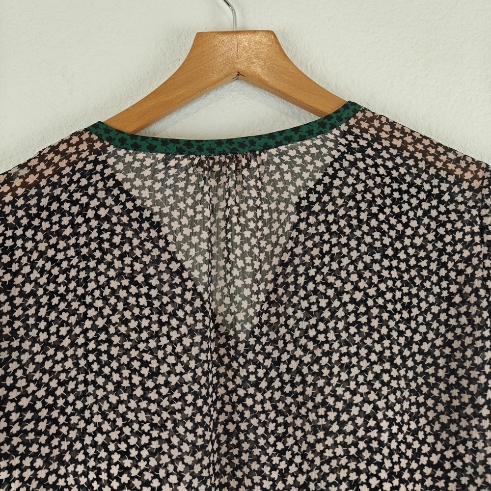 Boden Talise Top Size 6 Peasant Blouse Boho Black Pink Green Tiered Ruffle - Picture 11 of 11